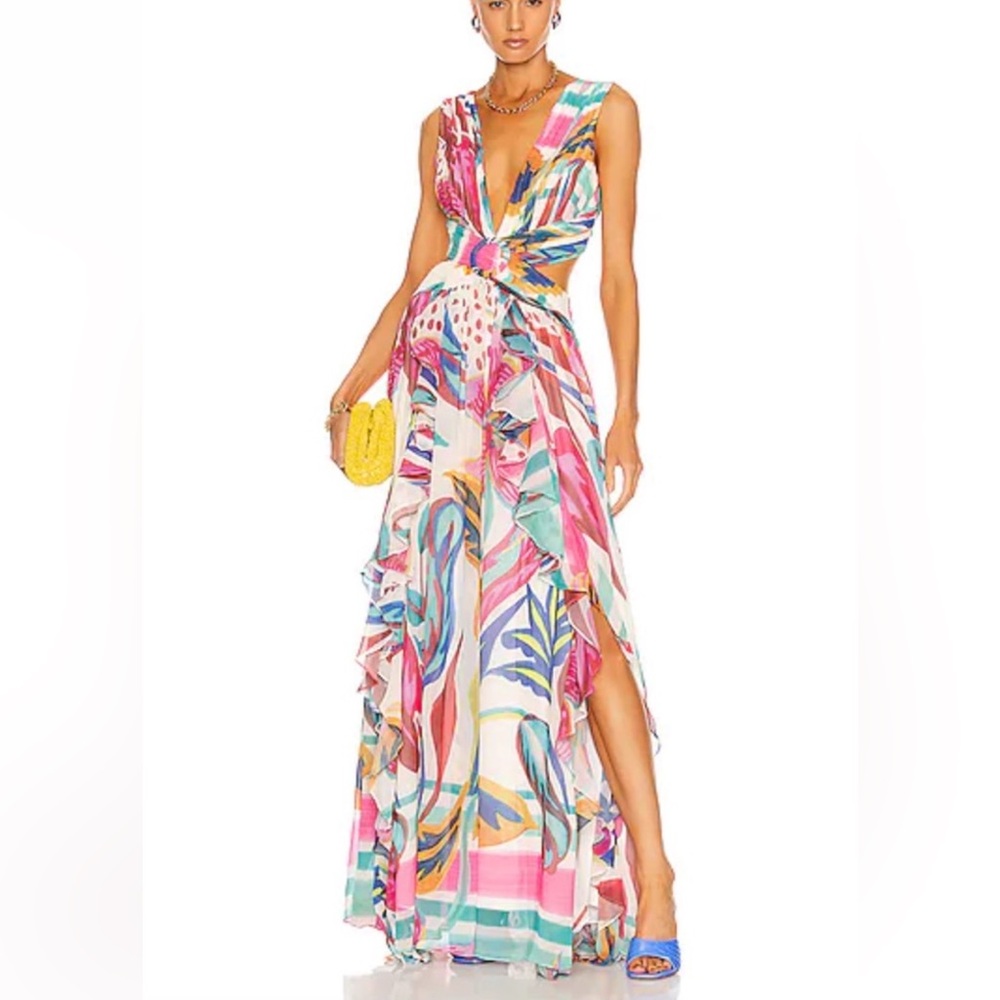 PatBo Cutout Multicolor Floral Maxi Dress SZ 4